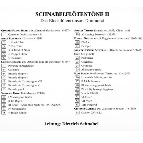 Schnabelflötentöne II, Rückseite