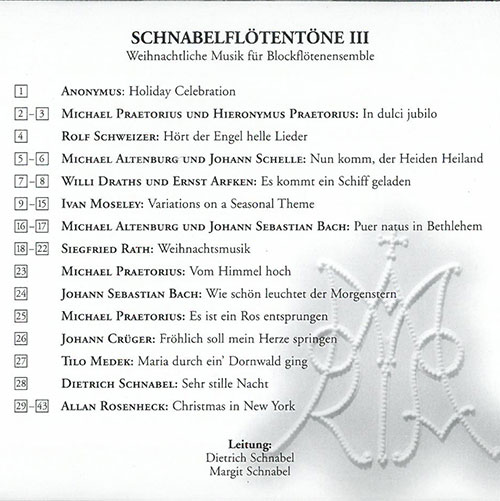 Schnabelflötentöne III, Rückseite